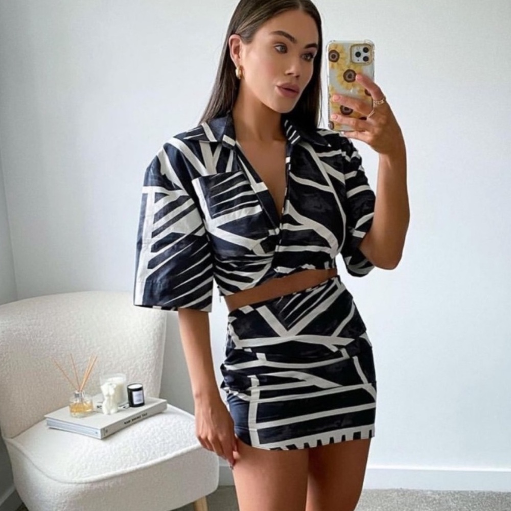 Zara skirt and top set NWT black and white geometric